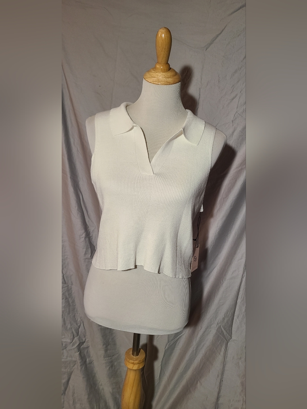 BUNDLE Sincerely Jules Ribbed V-Neck Sweater Polo - White & Light Blue - Picture 5 of 9
